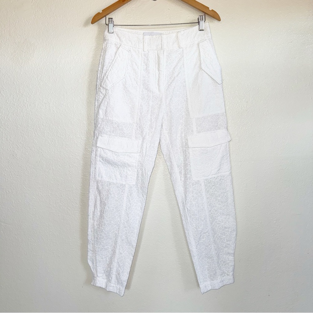 Derek Lam 10 Crosby Mila Utility Eyelet Cargo Pants in White Size 4 - Picture 2 of 12